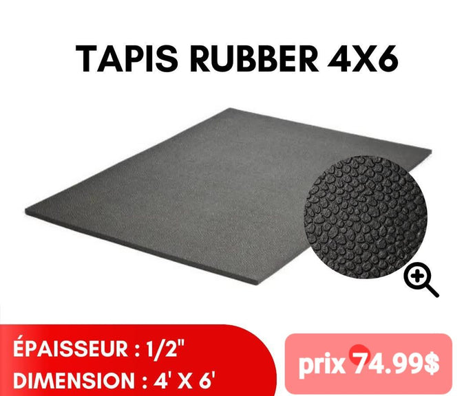 tapis de rubbers 4x6 pieds 1/2 pouce d'epais